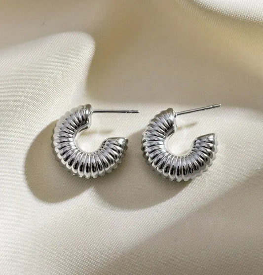 aretes caracolito plateados