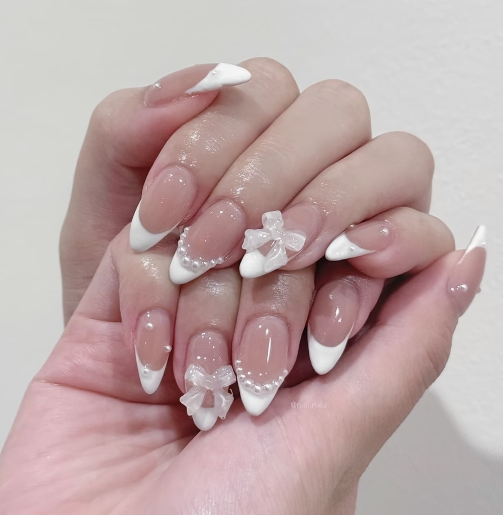 Uñas postizas perlas