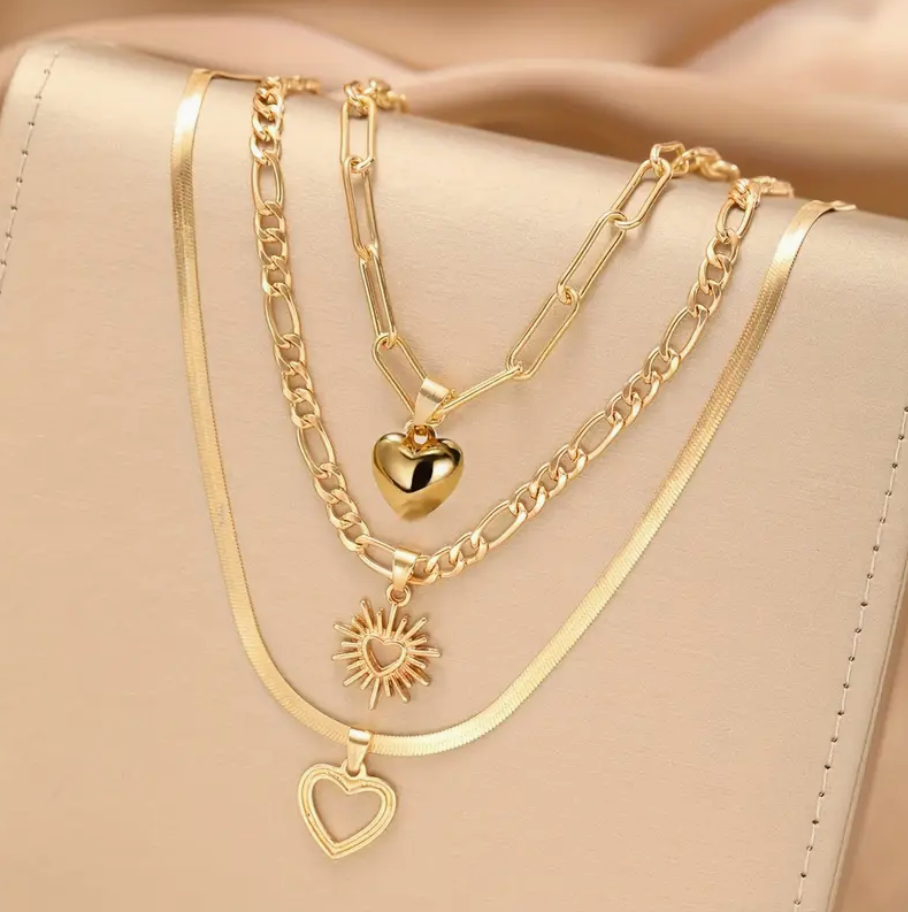 Set 3 collares de corazón