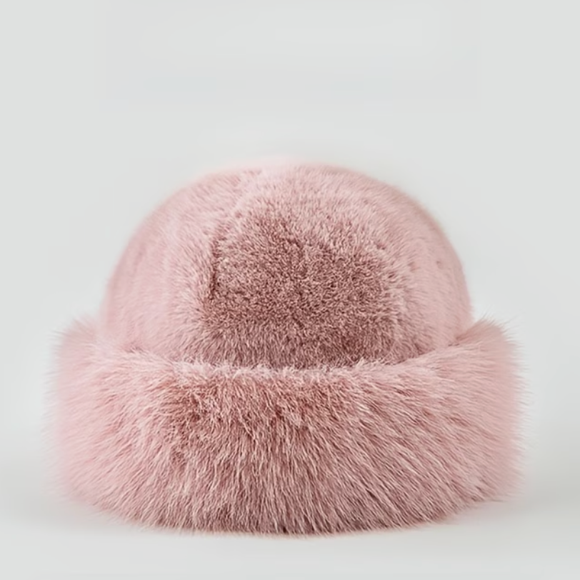 Gorro de peluche rosado