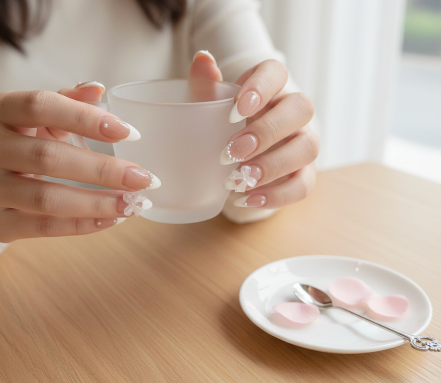 Uñas postizas perlas