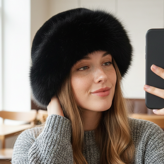 Gorro de peluche negro