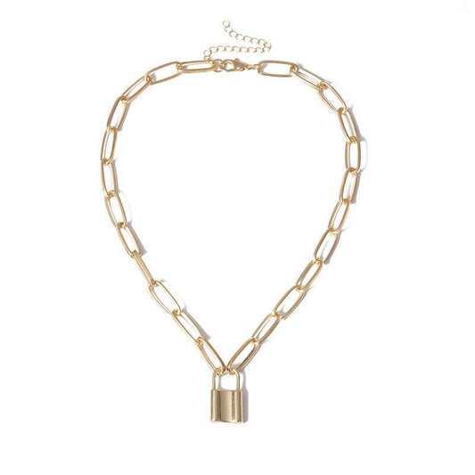 Collar Candado Sencilla Dorada